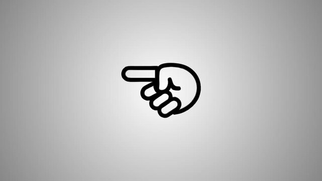Animated hand pointing left indicator gesture motion graphic with smooth shadow effect