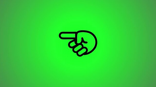 Minimalist hand finger pointing left motion graphic on green screen background with sleek cartoon animation style