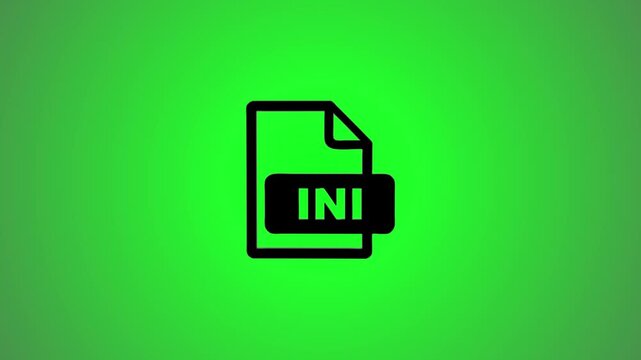 Ini file extension document icon animation on green background