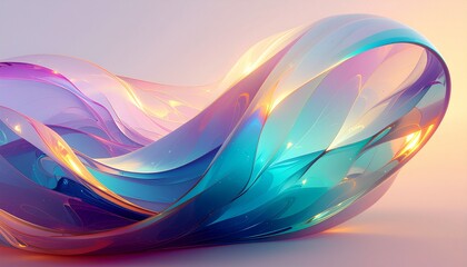 未来的な抽象流体ガラスアート