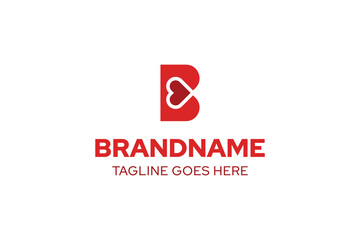 Obraz premium Letter B Love Simple Logo, symbolizing affection, warmth, and heartfelt connection