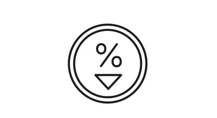 Fototapeta premium Percentage Down Icon - Discount, Sale, Decrease, Negative Growth, Interest Rate Drop