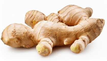 Fototapeta premium Fresh Ginger Root Or Rhizome Isolated On White Background Cutout