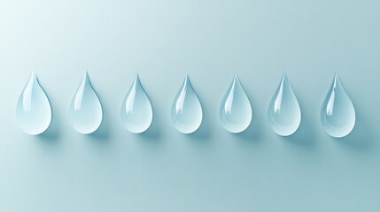 3d vector illustration showing water drops in a sequence, from large to tiny, symbolizing decreasing resource levels
