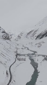 4K Drone Footage of Atal Tunnel | Aerial View of Himalayan Highway, Snow Mountains, and Engineering Marvel in India