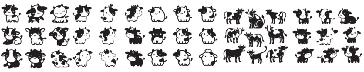 Obraz premium set of vector cow silhouettes