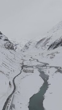 4K Drone Footage of Atal Tunnel | Aerial View of Himalayan Highway, Snow Mountains, and Engineering Marvel in India