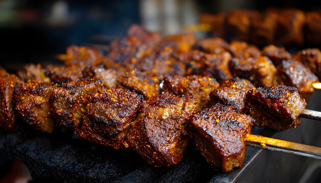 Suya is a Nigerian dish of thinly sliced beef skewered and seasoned. Concept Nigerian Cuisine, Grilled Meats, African Food, Street Food, Suya Recipe