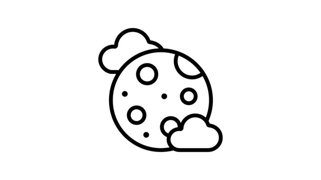 Premium outline animated icon of cratered moon surface