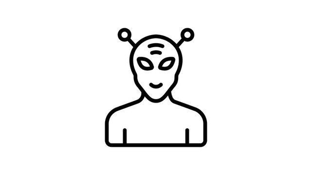 Trendy outline animated icon of friendly alien figure