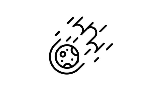 A premium outline animated icon of blazing fireball meteor