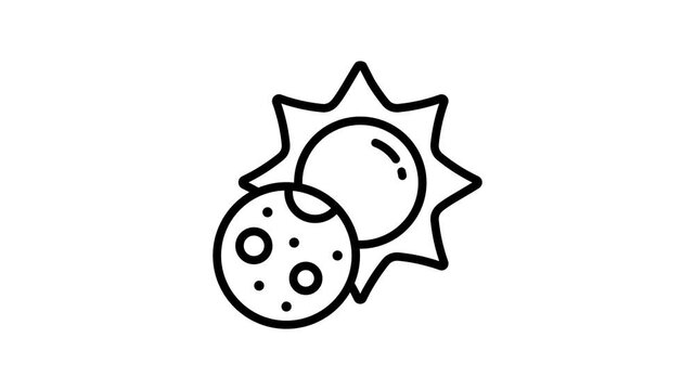 Easy to edit outline animated icon of solar eclipse