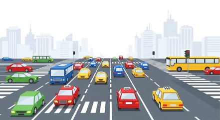 Busy City Street with Traffic. © Reza