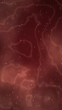 Swirling red and pink patterns with drifting light particles