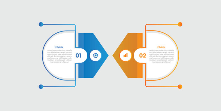 2 points comparison versus infographic with gradient style with creative arrow and half circle combination with clash direction with 2 elements stages