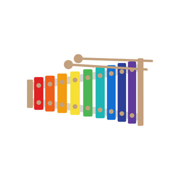Colorful Xylophone Musical Instrument with Mallets.