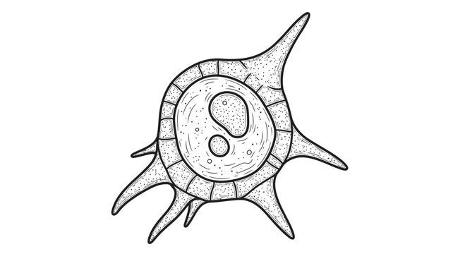 Microscopic organism with spiky protrusions, scientific illustration