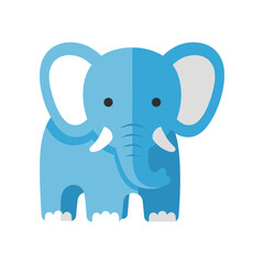 Fototapeta premium Blue Cartoon Elephant Illustration Isolated White.