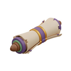 A visually appealing 3D render of an ancient scroll, perfect for fantasy or historical themes