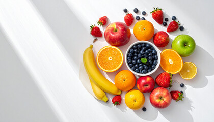 Fresh Vibrant Fruit Assortment on White Background