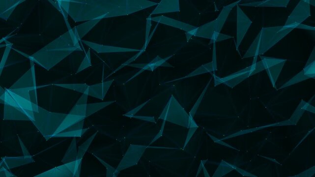 Abstract plexus of moving glowing dots and lines. Network or digital connection. Technology background. 3d rendering. Blue geometric 