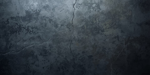 Obraz premium A dark aged concrete wall with a rough dirty grunge texture and vintage gray stone pattern creates a blank weathered material backdrop for a moody black wallpaper surface