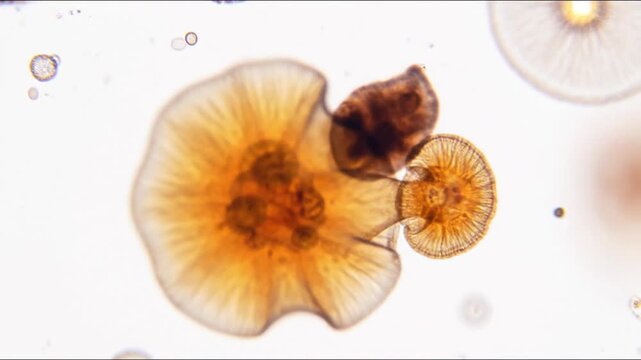 Protista cell suck food (protozoa action microscopic view - life cycle)