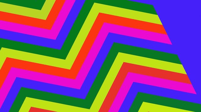Vibrant multicolored chevron pattern illustration viewed straight on