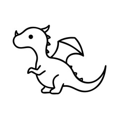 Fototapeta premium Cute baby dragon drawing with clean outline, minimalist doodle cartoon line art style. Charming baby dragon illustration, perfect for kids projects.