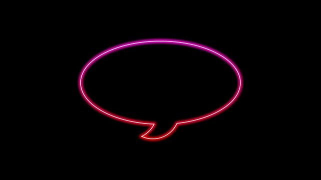 Glowing red pink neon gradient speech bubble icon animation