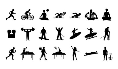 Comprehensive sports and active lifestyle vector icon set