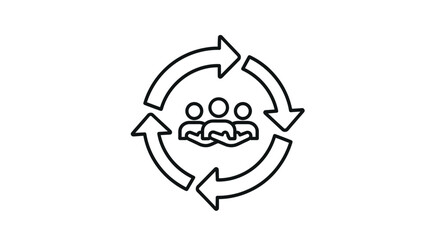 Obraz premium Teamwork cycle, collaboration, workflow, people icon, circular arrows, business process