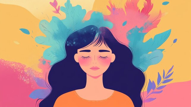 67.Concept = Cartoon woman in bad and good mood flat vector illustration. Girl in stress of premenstrual syndrome and calm state of mind. PMS, woman and mental health problems concept for landing