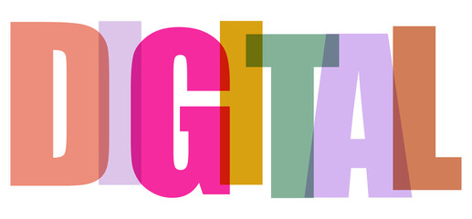 Colorful typography with digital text on transparent background © BASHIRA_BEGUM