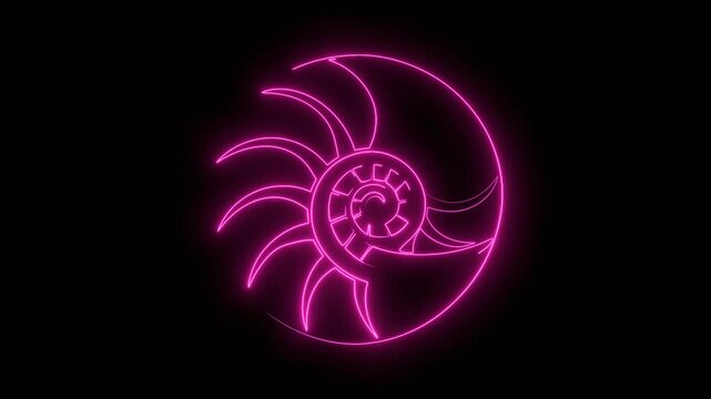 Nautilus shell icon. Shellfish delicacy silhouette in thin lines minimalist style, emblem for the menu of the seafood restaurant.