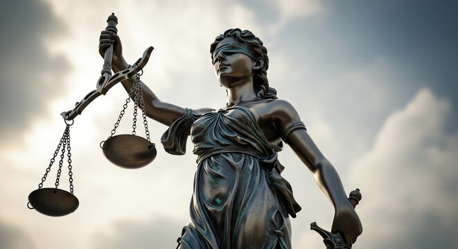 Statue of Justice with scales and sword