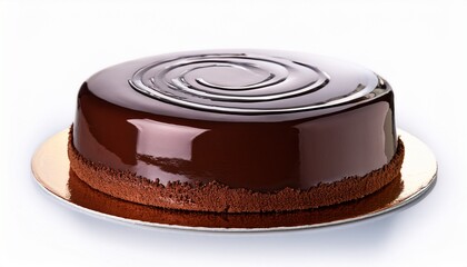 Glossy Chocolate Cake Isolated On White