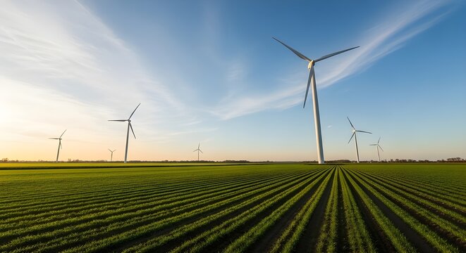 parque de molinos de viento en alta mar con nubes tormentosas y un cielo azul, parque de molinos de viento en el oc&eacute;ano.
 Pa&iacute;ses Bajos Europa