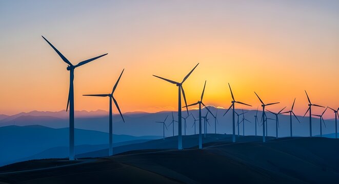Turbinas de viento en la monta&ntilde;a
