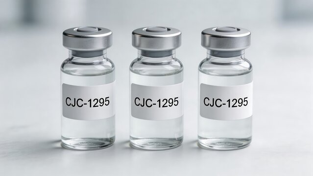 CJC-1295 peptide therapy for longevity and biohacking, three glass vials