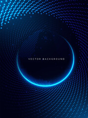 Futuristic digital globe with glowing particle orbit abstract global network technology background © chaninan