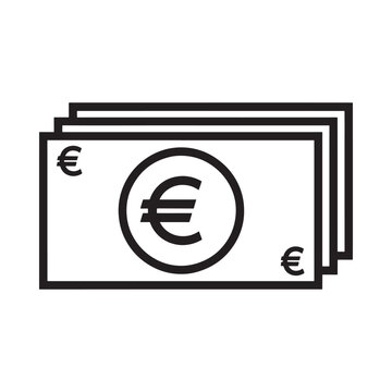 Euro currency banknotes with euro symbol on white background
