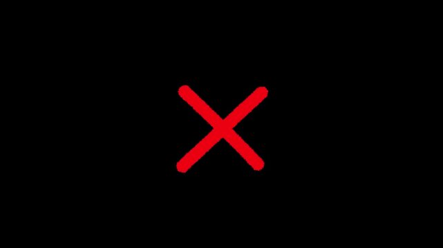 Red cross mark icon isolated on transparent  background representing error rejection wrong false and negative symbol