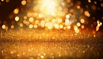 A Warm Golden Bokeh Lights On A Glittering Surface