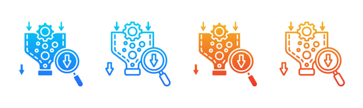 Bottleneck Analysis icon sheet multiple style collection