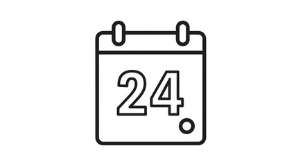 Calendar Icon with Number 24, Date Reminder, Planning, Schedule, Event Symbol
