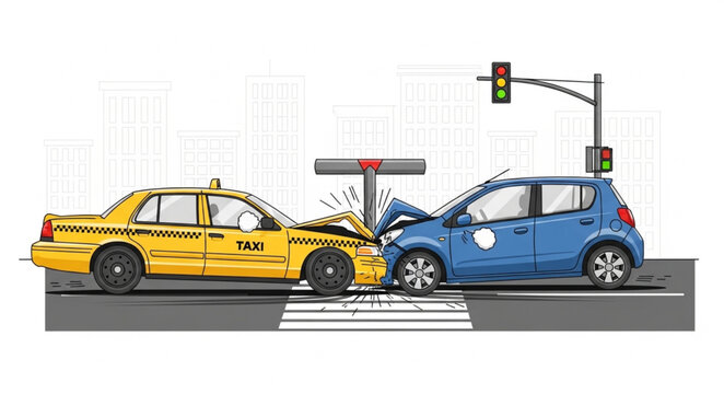 Car Crash Accident on Roadway.