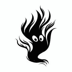 Obraz premium Vector icon of a spooky flame creature with eyes on a white background