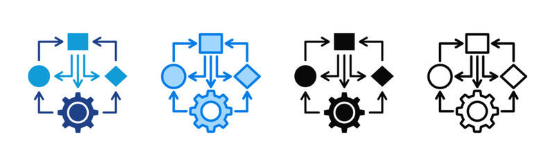 Obraz premium Process Flow icon sheet multiple style collection