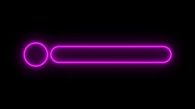 Glowing neon lower-third title bar icon on black background. sleek nameplate banner icon. Animated text bar reveal, professional broadcast title strip. Perfect for content information display.